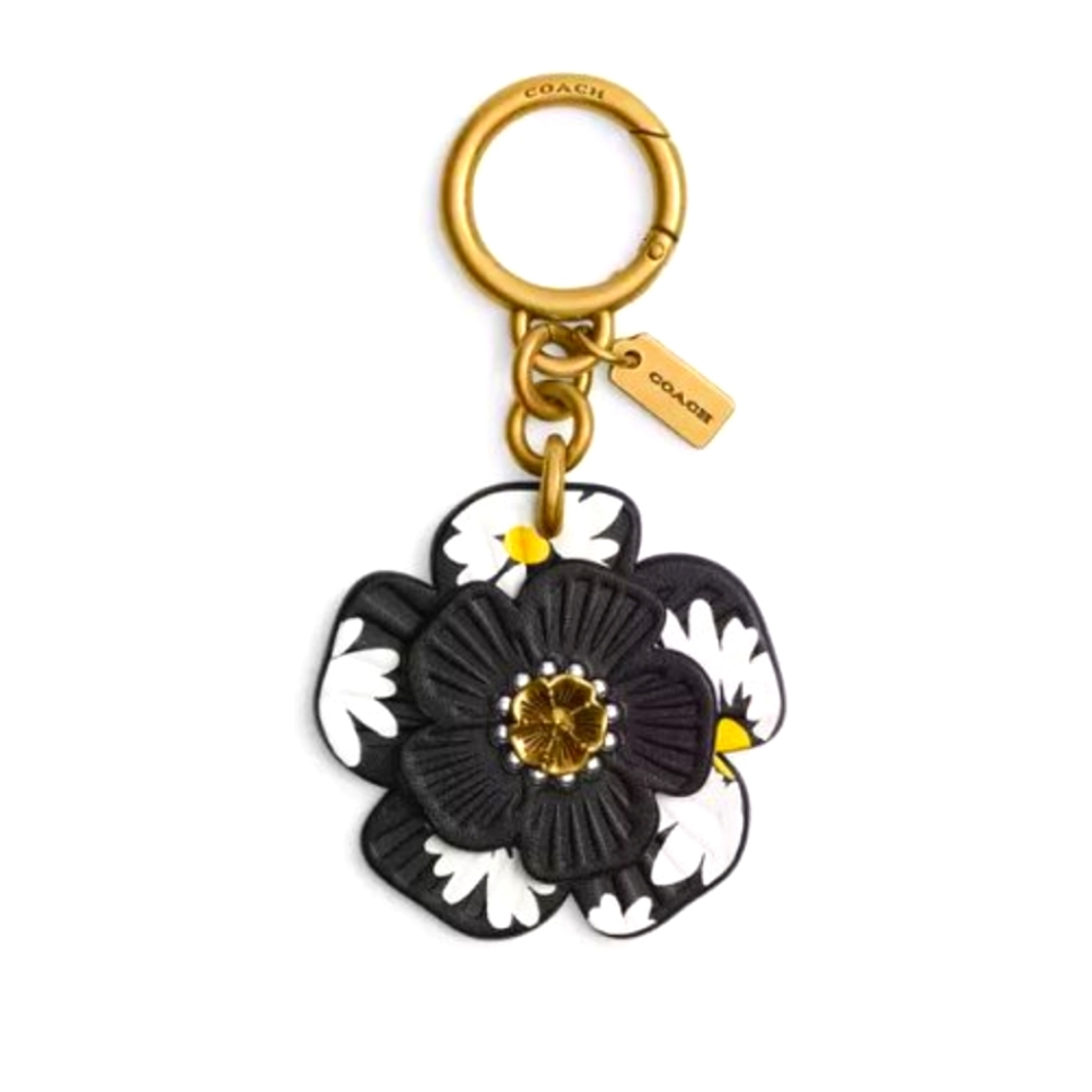 HTF Coach Tea Rose Bag Charm With Floral Print